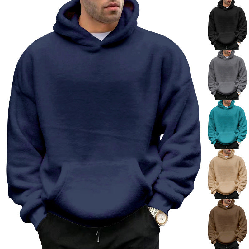 Double-sided Velvet Hooded Sweater Men's Plush Sweatshirt With Pockets EX-STOCK Canada