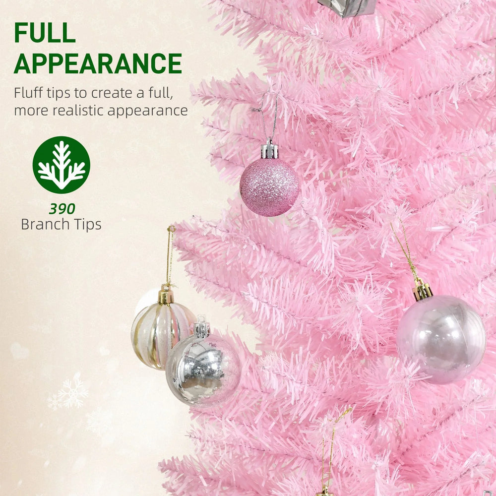 6' Pencil Christmas Tree, Slim Artificial Xmas Tree With Realistic Branches, Sturdy Metal Stand, Pink EX-STOCK Canada