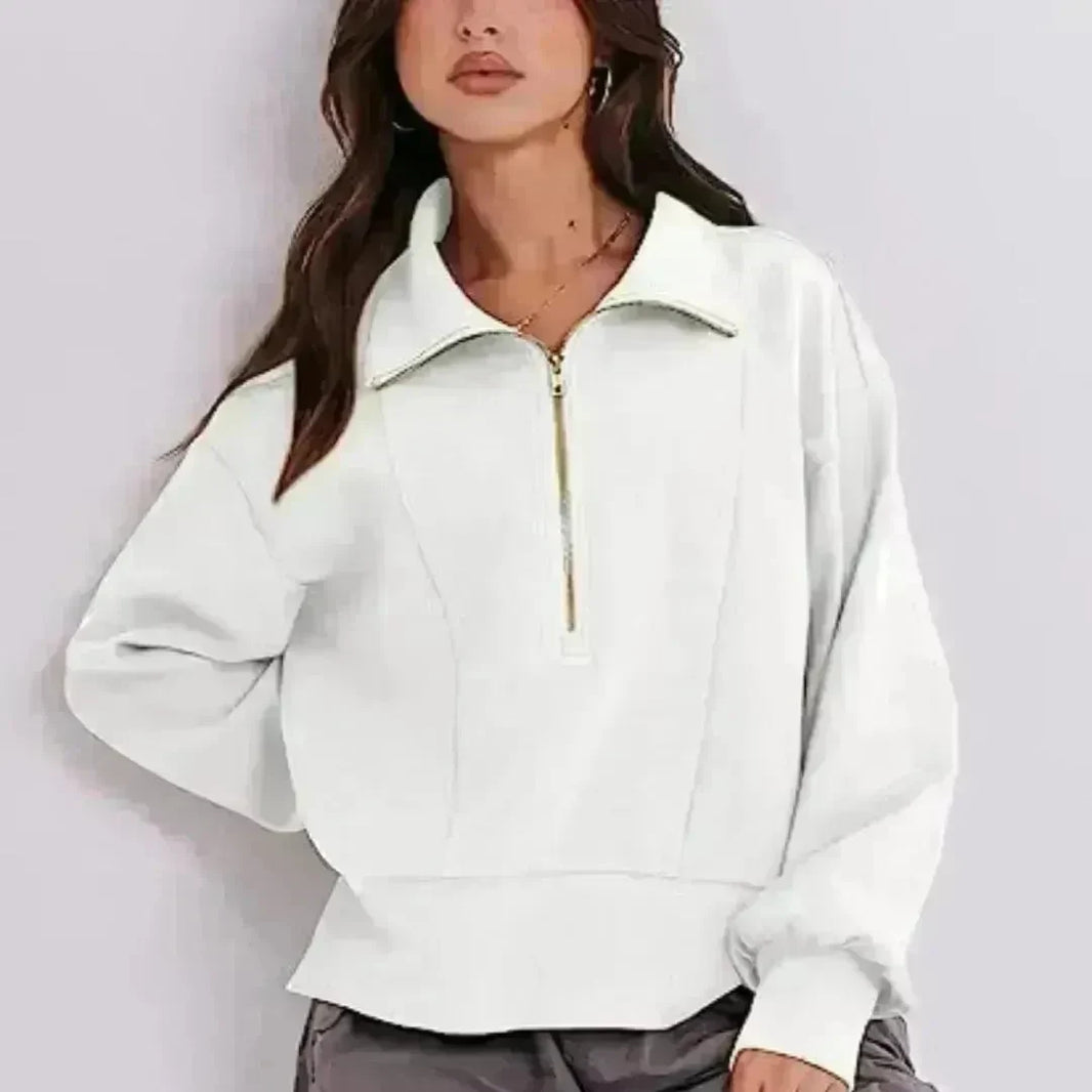 Women's Half Zipper Pullover Long Sleeve Sweatshirt - EX-STOCK CANADA