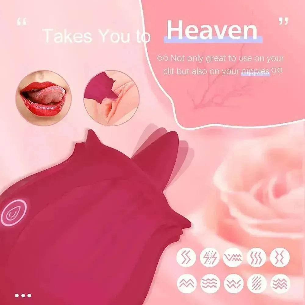 Rechargeable Rose Toy With Tongue Licking Best Clitoral Stimulator for Women - EX-STOCK Canada