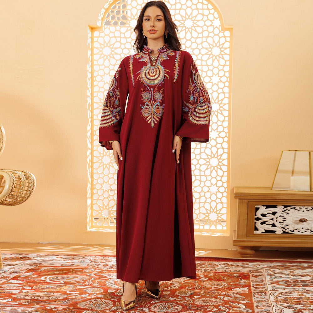 Women's Embroidered Rope Embroidered Muslim Pullover Dress - EX-STOCK Canada