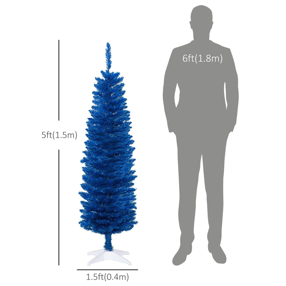 5ft Pencil Christmas Trees, Skinny Artificial Christmas Tree For Xmas Holiday Decor, Deep Blue EX-STOCK Canada
