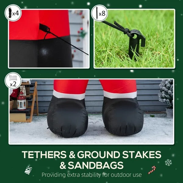 Inflatable Christmas Outdoor Lighted Yard Decoration, Santa Claus With Candy Cane, 8' Tall EX-STOCK Canada