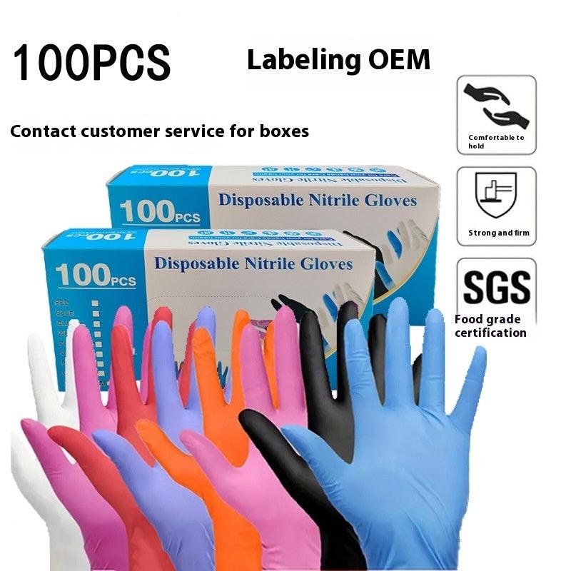 Gants jetables en nitrile épaissis de qualité alimentaire étanches
