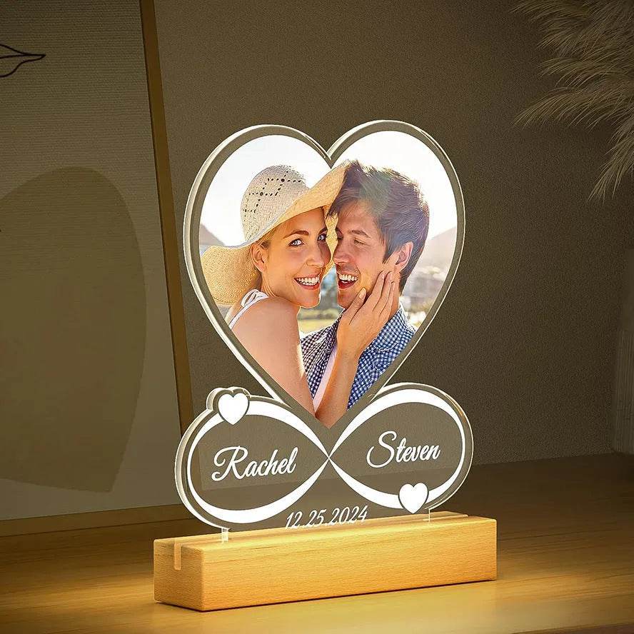 Customized Personalized Valentine Acrylic Lovers Night LED light picture frame - EX-STOCK Canada