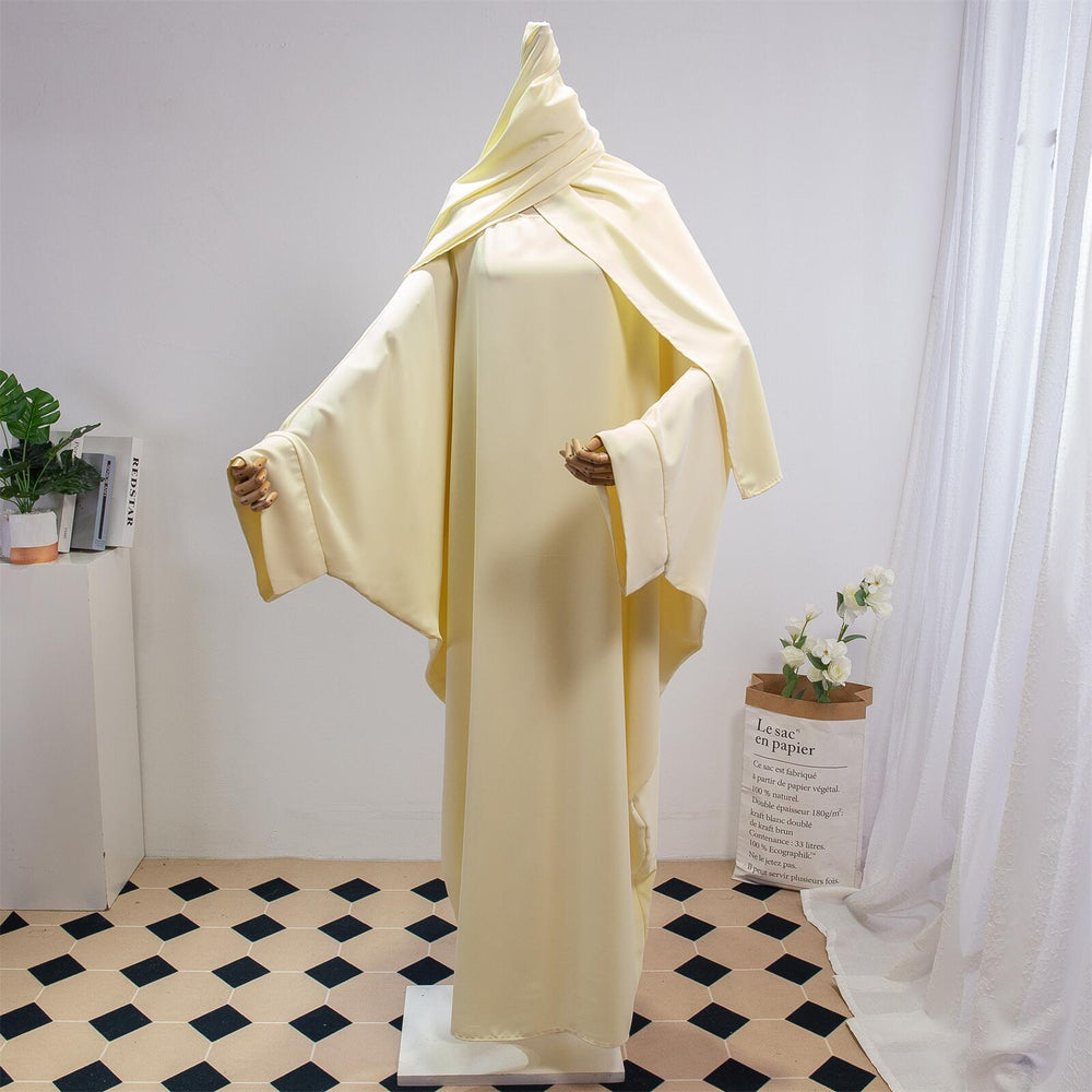 Solid Color Arabic Dress Women's Robe With Headscarf - EX-STOCK Canada