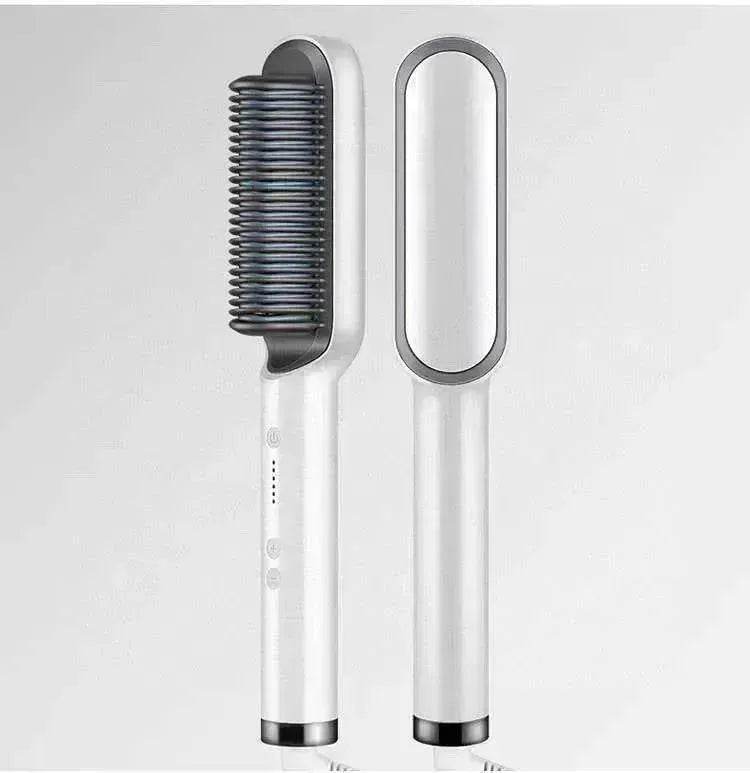 2-In-1 Hair Straightener Hot Comb - Dual-Use Rotating Electric Brush - EX-STOCK Canada