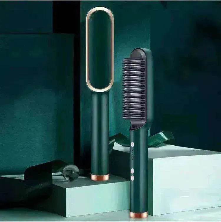 2-In-1 Hair Straightener Hot Comb - Dual-Use Rotating Electric Brush - EX-STOCK Canada