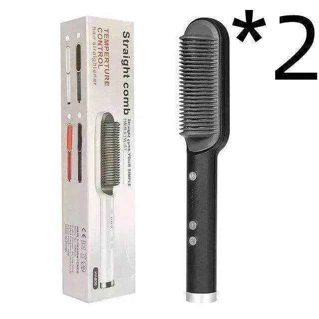 2-In-1 Hair Straightener Hot Comb - Dual-Use Rotating Electric Brush - EX-STOCK Canada