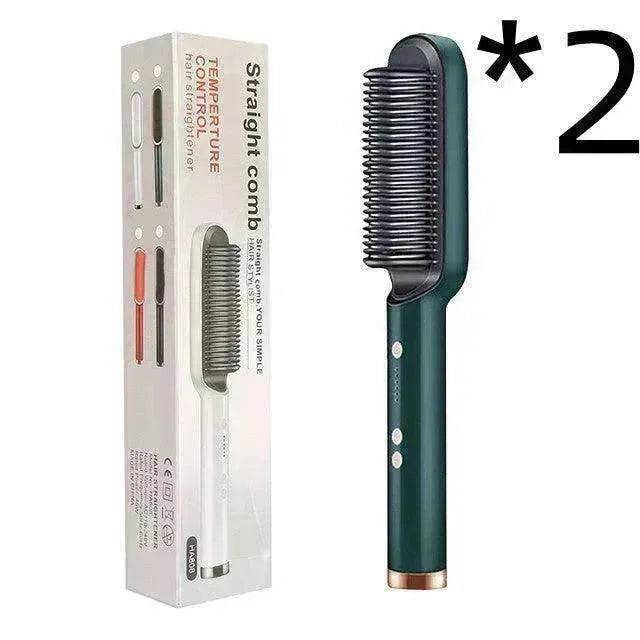 2-In-1 Hair Straightener Hot Comb - Dual-Use Rotating Electric Brush - EX-STOCK Canada