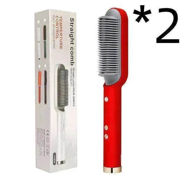 2-In-1 Hair Straightener Hot Comb - Dual-Use Rotating Electric Brush - EX-STOCK Canada