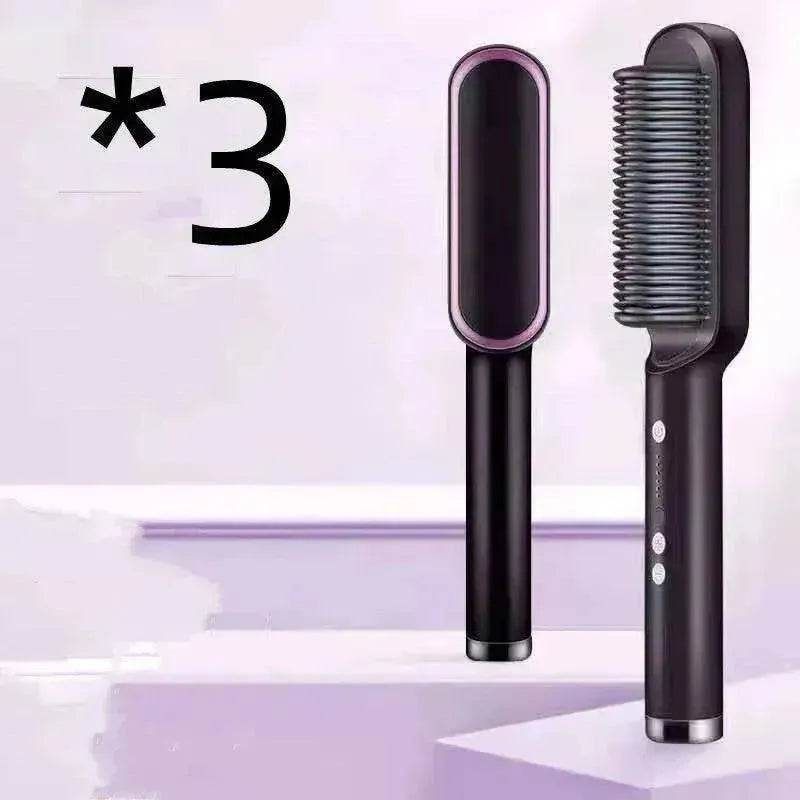 2-In-1 Hair Straightener Hot Comb - Dual-Use Rotating Electric Brush - EX-STOCK Canada