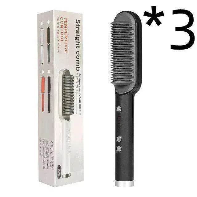 2-In-1 Hair Straightener Hot Comb - Dual-Use Rotating Electric Brush - EX-STOCK Canada