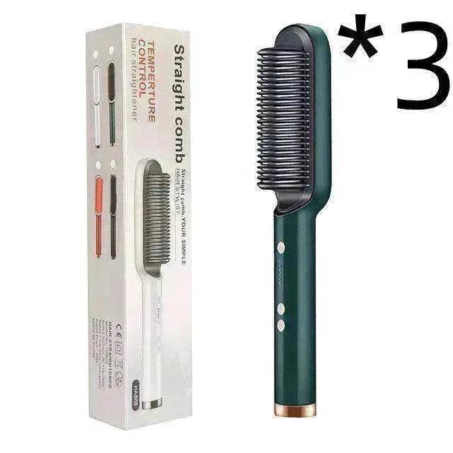 2-In-1 Hair Straightener Hot Comb - Dual-Use Rotating Electric Brush - EX-STOCK Canada