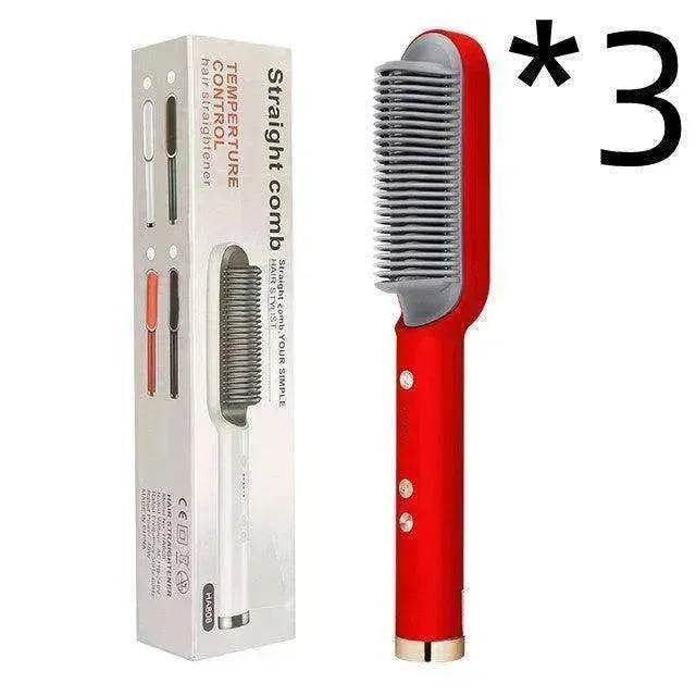 2-In-1 Hair Straightener Hot Comb - Dual-Use Rotating Electric Brush - EX-STOCK Canada