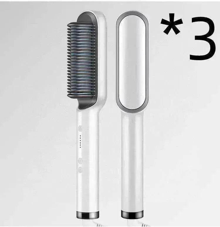 2-In-1 Hair Straightener Hot Comb - Dual-Use Rotating Electric Brush - EX-STOCK Canada