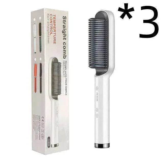 2-In-1 Hair Straightener Hot Comb - Dual-Use Rotating Electric Brush - EX-STOCK Canada