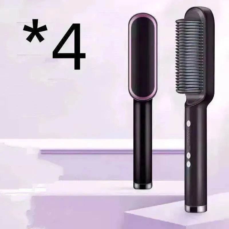 2-In-1 Hair Straightener Hot Comb - Dual-Use Rotating Electric Brush - EX-STOCK Canada