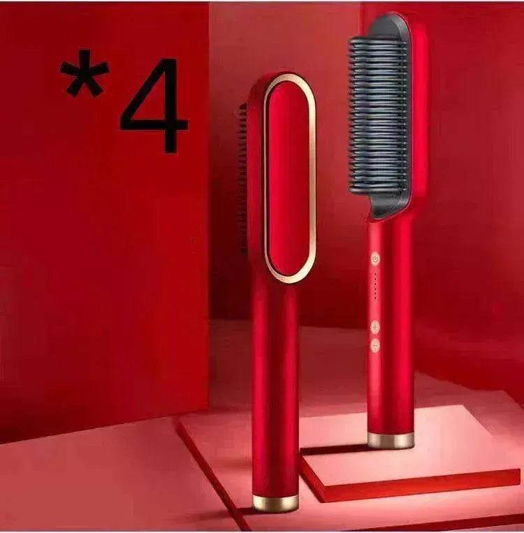 2-In-1 Hair Straightener Hot Comb - Dual-Use Rotating Electric Brush - EX-STOCK Canada