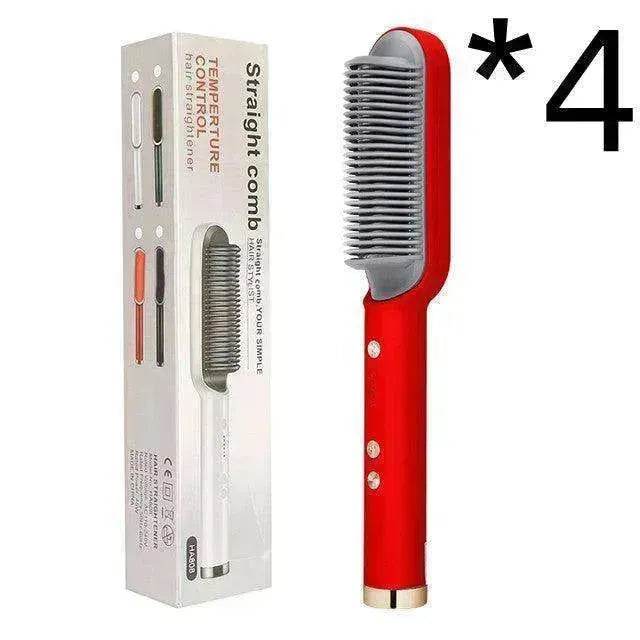 2-In-1 Hair Straightener Hot Comb - Dual-Use Rotating Electric Brush - EX-STOCK Canada