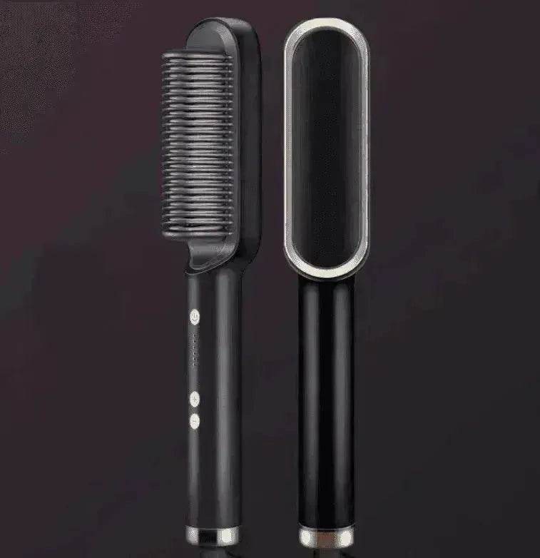 2-In-1 Hair Straightener Hot Comb - Dual-Use Rotating Electric Brush - EX-STOCK Canada