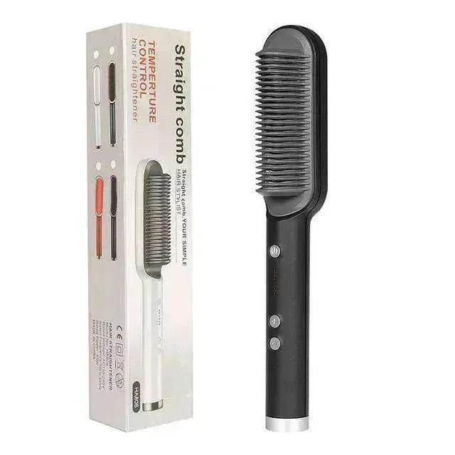 2-In-1 Hair Straightener Hot Comb - Dual-Use Rotating Electric Brush - EX-STOCK Canada