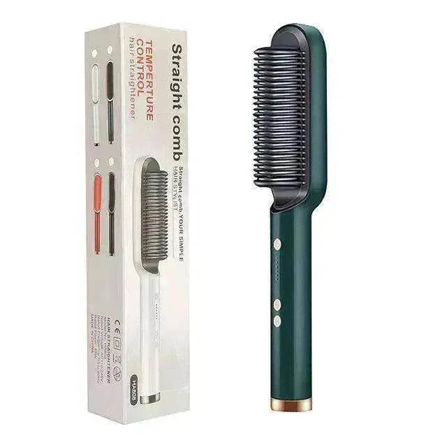 2-In-1 Hair Straightener Hot Comb - Dual-Use Rotating Electric Brush - EX-STOCK Canada