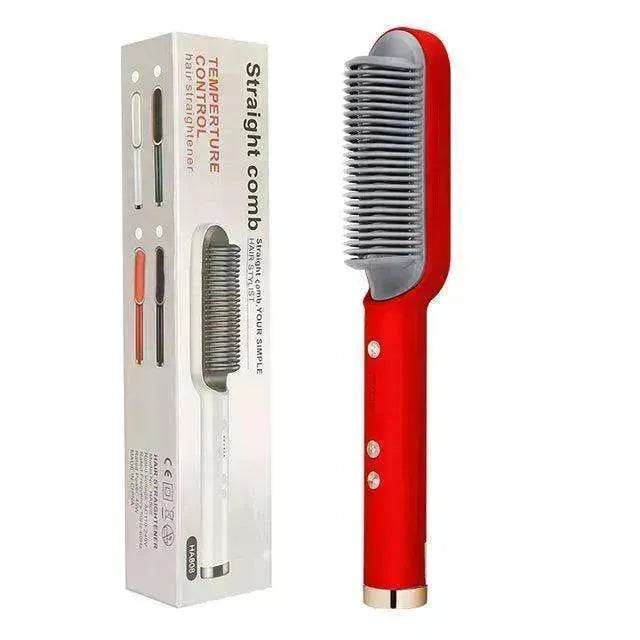 2-In-1 Hair Straightener Hot Comb - Dual-Use Rotating Electric Brush - EX-STOCK Canada