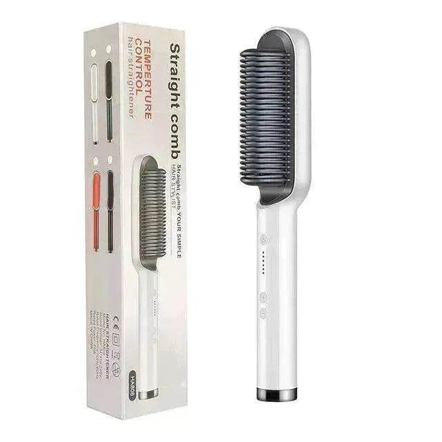 2-In-1 Hair Straightener Hot Comb - Dual-Use Rotating Electric Brush - EX-STOCK Canada