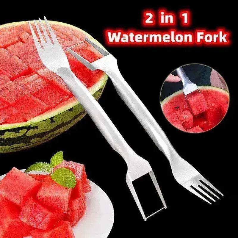 2 In 1 Slicer Multi purpose Stainless Steel Watermelon Fork - EX-STOCK Canada