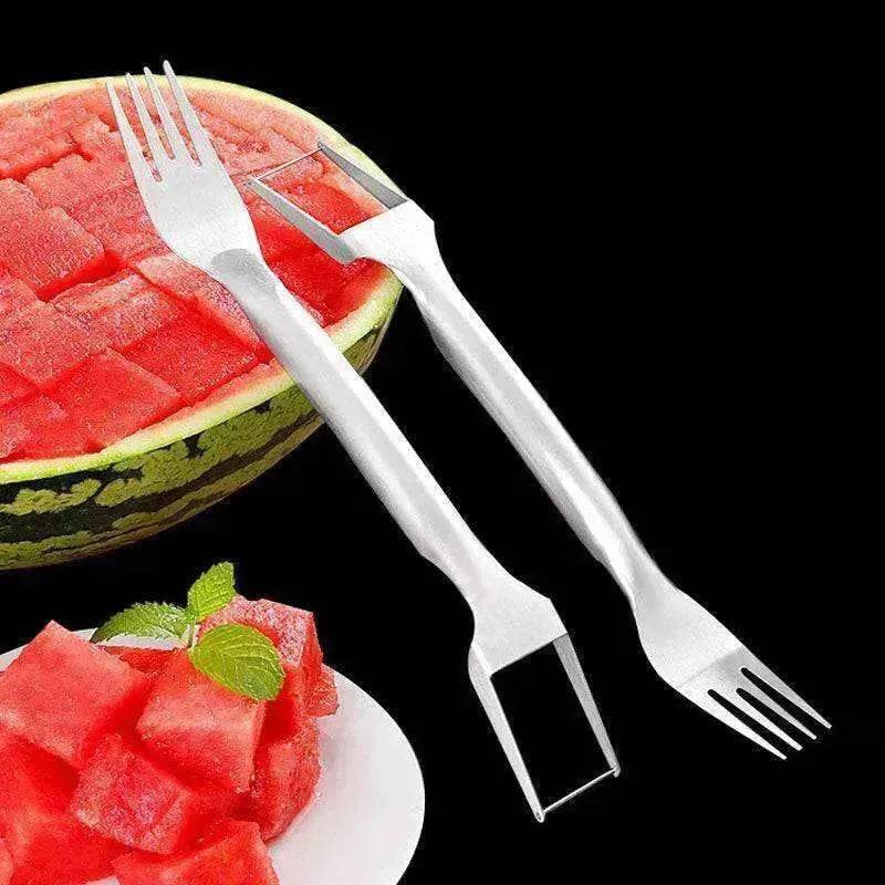2 In 1 Slicer Multi purpose Stainless Steel Watermelon Fork - EX-STOCK Canada