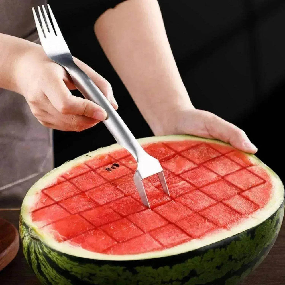 2 In 1 Slicer Multi purpose Stainless Steel Watermelon Fork - EX-STOCK Canada