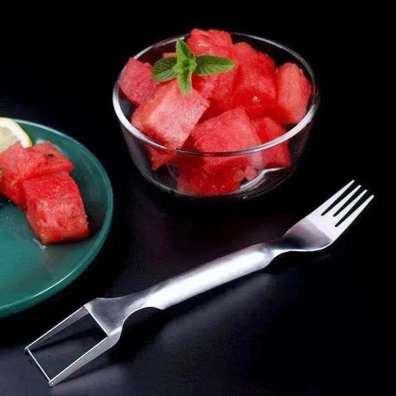 2 In 1 Slicer Multi purpose Stainless Steel Watermelon Fork - EX-STOCK Canada