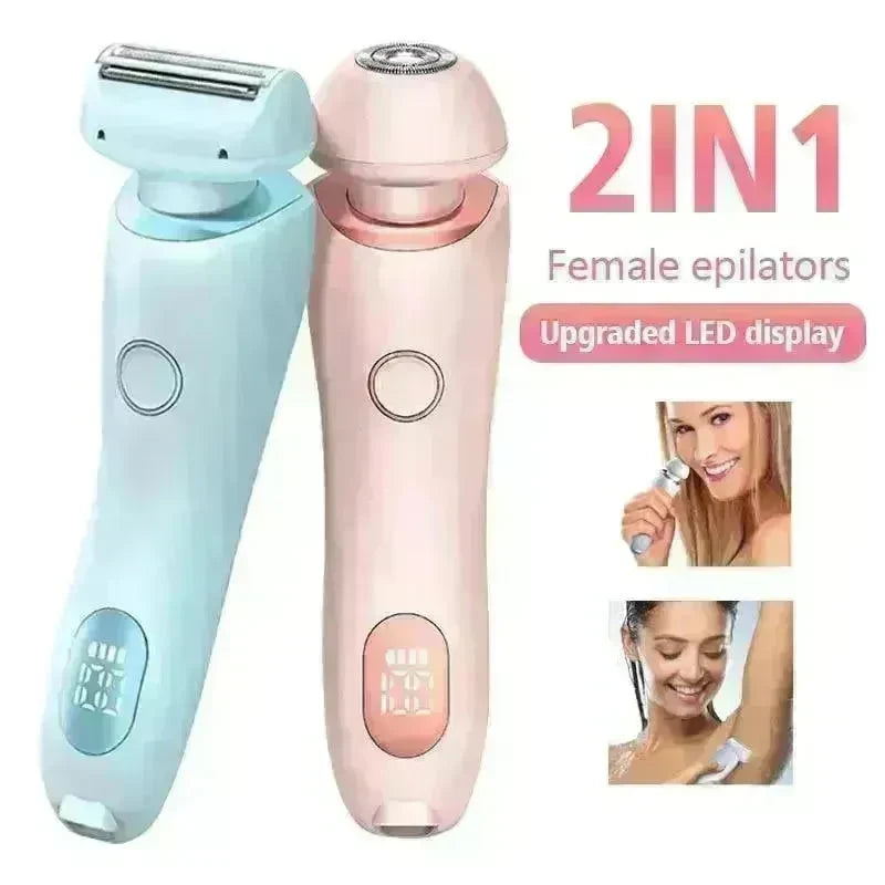 2 In 1 Hair Removal Epilator USB Rechargeable Trimmer Women Body Razor Face Leg Armpit Bikini Hand Pubic Shaver Hair Remover - EX-STOCK CANADA