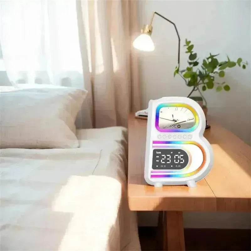2025 New B-Shaped Portable Bluetooth Speaker Multifunctional Smart Music Rhythm LED Lighting Phone Wireless Charger TF Card AUX Input Standard Mode - EX-STOCK Canada