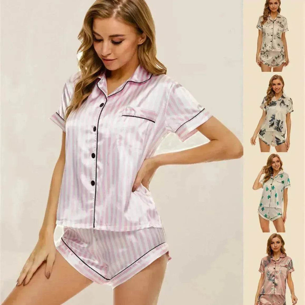 Floral Pyjamas – Satin Camisole and Shorts Sleepwear Set - EX-STOCK Canada