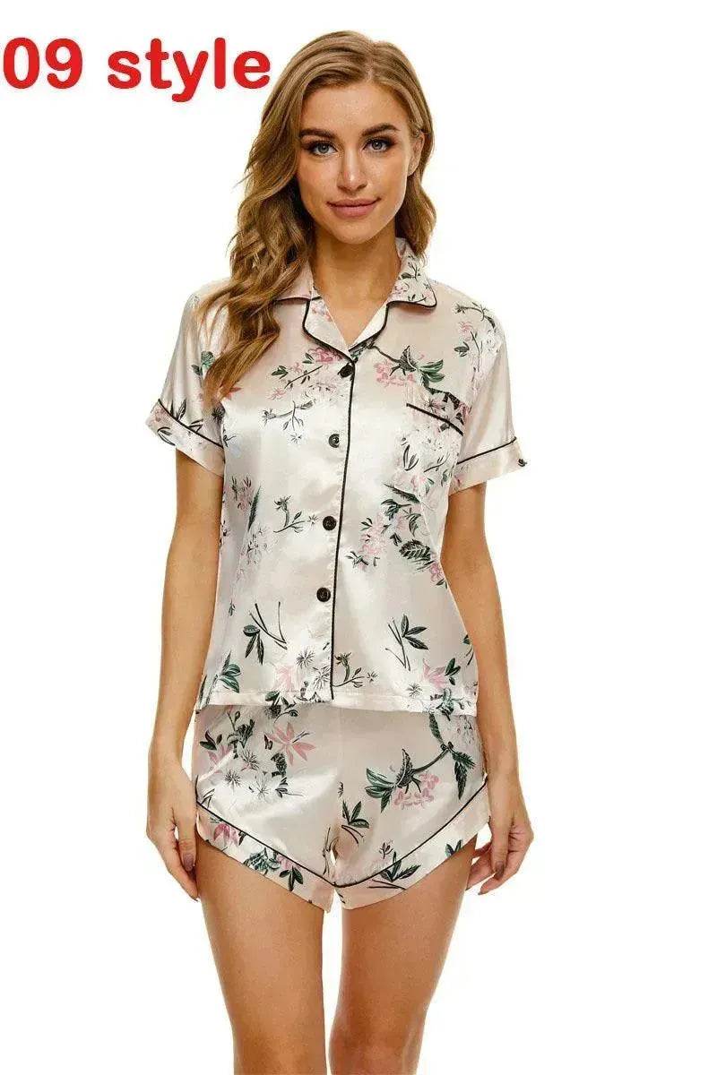 Floral Pyjamas – Satin Camisole and Shorts Sleepwear Set - EX-STOCK Canada