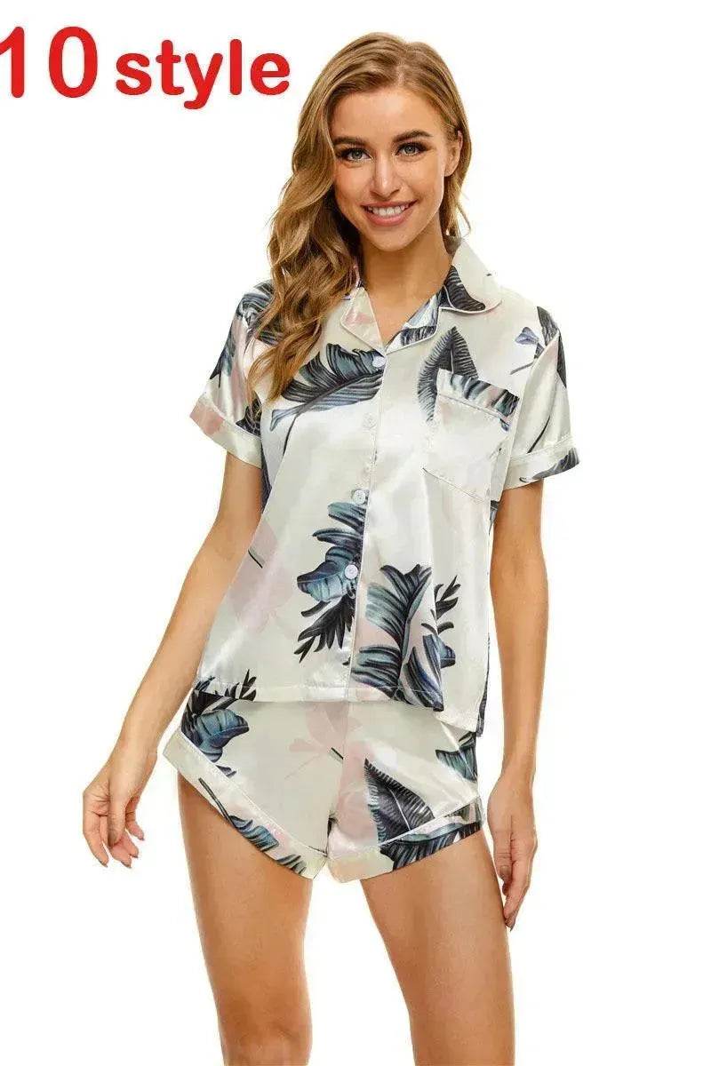 Floral Pyjamas – Satin Camisole and Shorts Sleepwear Set - EX-STOCK Canada