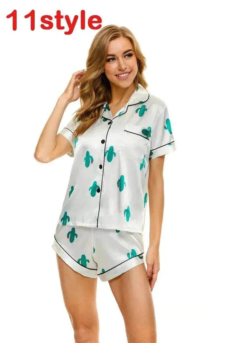 Floral Pyjamas – Satin Camisole and Shorts Sleepwear Set - EX-STOCK Canada