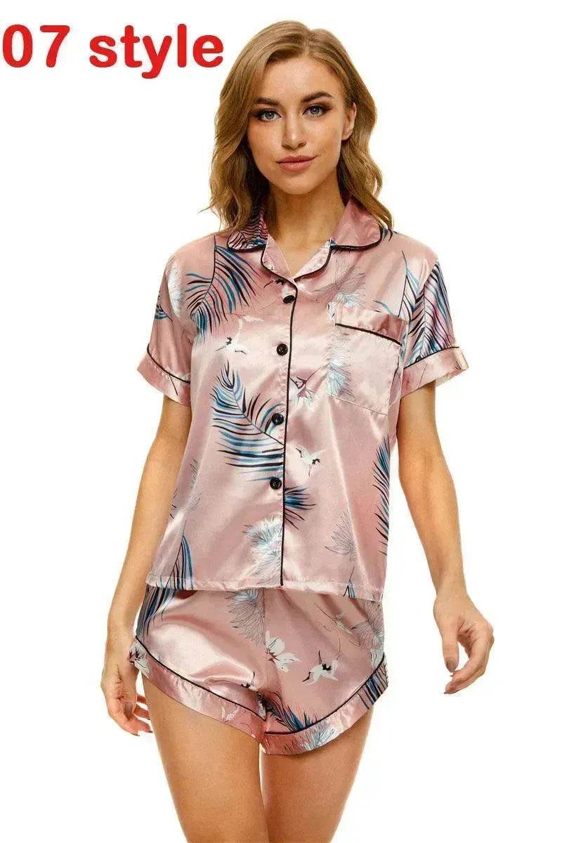 Floral Pyjamas – Satin Camisole and Shorts Sleepwear Set - EX-STOCK Canada