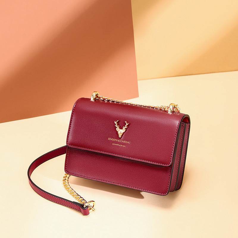 Cowhide chain deer head leather shoulder crossbody bag for women - EX-STOCK Canada