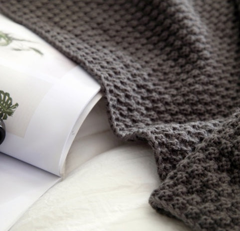 Nordic fringed knit ball blanket wool blanket office air conditioning lunch break blanket shawl blanket sofa leisure blanket blanket EX-STOCK Canada