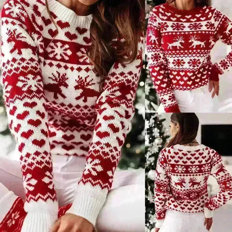 Christmas Elk Long Sleeve Knitted Sweater - EX-STOCK CANADA