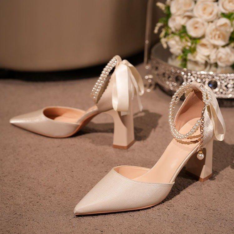 Women's Pumps 2026 Spring New Arrival, Designed Pearl Bow, Unique And Elegant Style