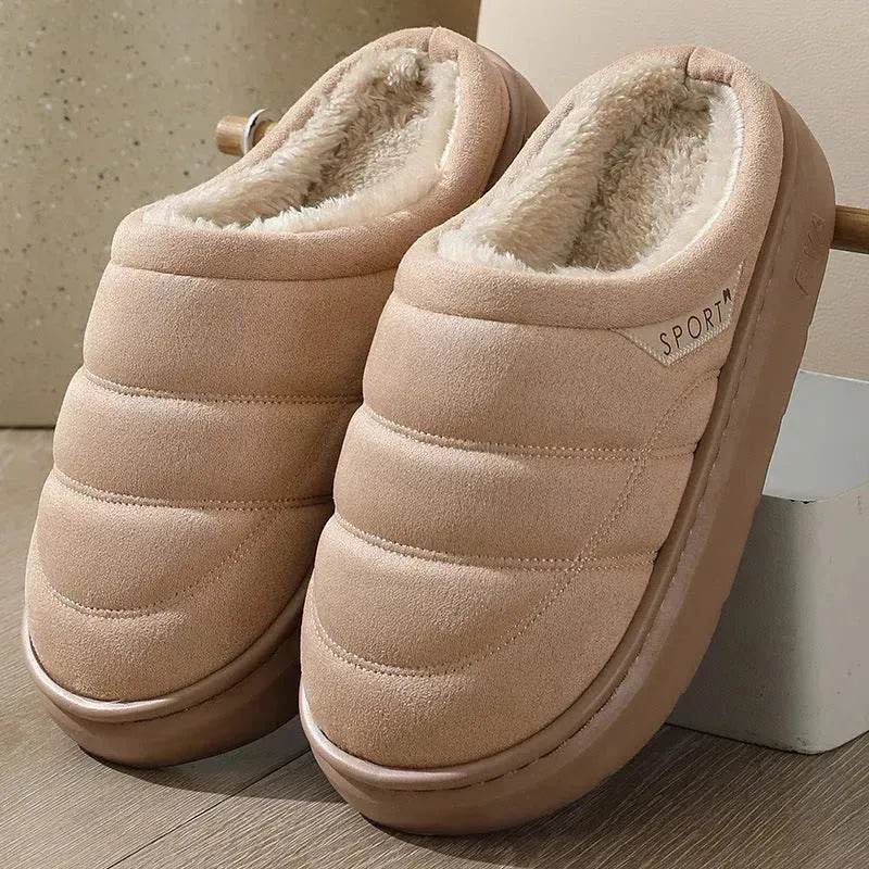 Fashion Solid Plush Slipper Winter Warm Indoor Floor Bedroom Home Slippers For Couple Thick-soled House Shoes Women Men - EX-STOCK Canada