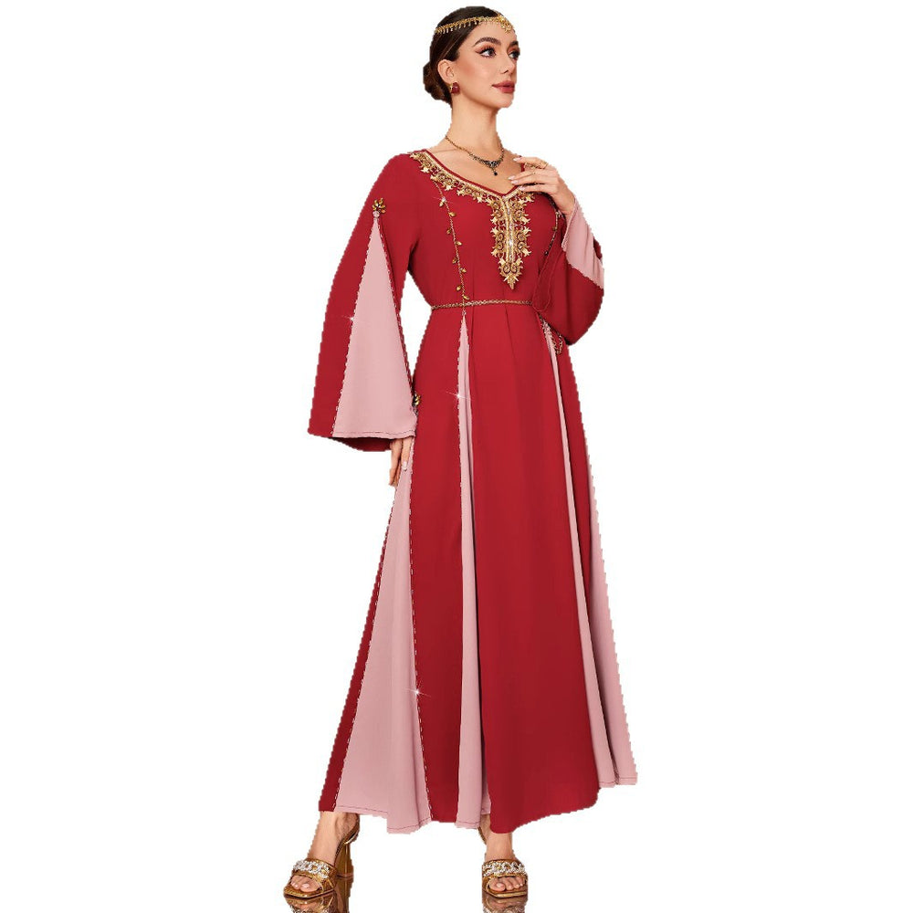 Robe ABAYA formelle à contraste de couleurs style Labo - EX-STOCK Canada