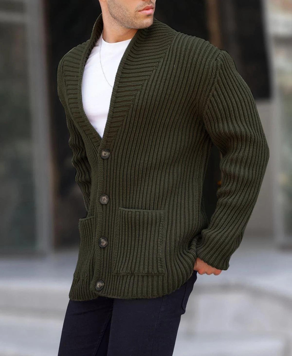 Pull à manches longues à col revers simple pour hommesEX-STOCK Canada