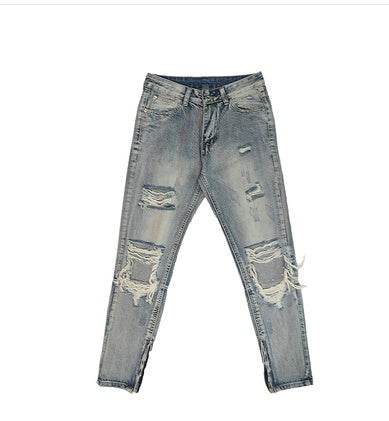 Destroyed ripped Denim jeans Pant men straight leg men - EX-STOCK Canada