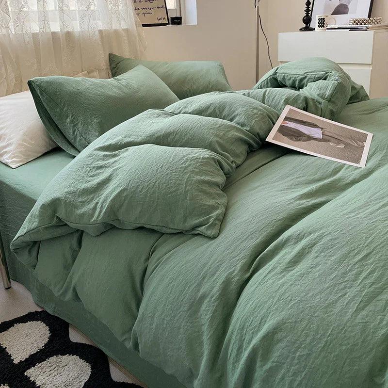 Ensemble de lit quatre pièces Couleur unie Coton lavé au ponçage Housse de couetteEX-STOCK Canada