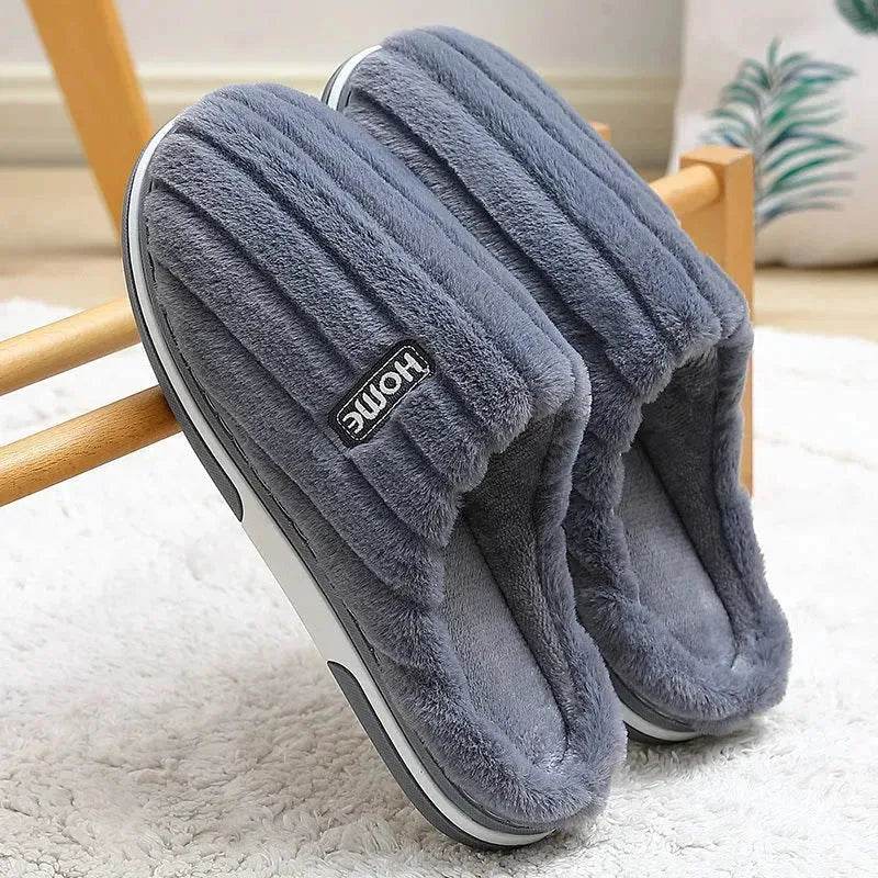 Home Cotton Slippers Women's Winter Plus Size Striped Plush Indoor - EX-STOCK Canada